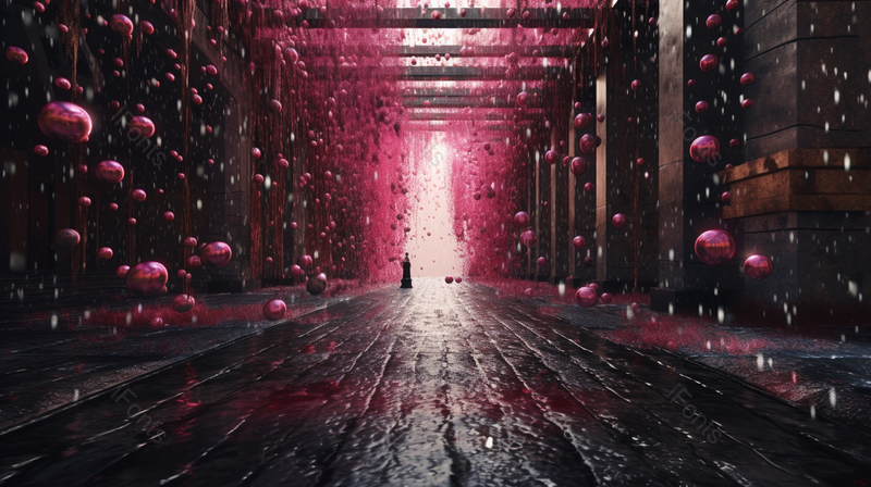 紫红色雨天科幻空间超现实主义插画,插画/手绘图,插画/手绘图库,插画/手绘图下载,插画/手绘